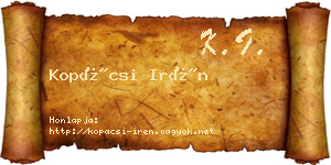 Kopácsi Irén névjegykártya